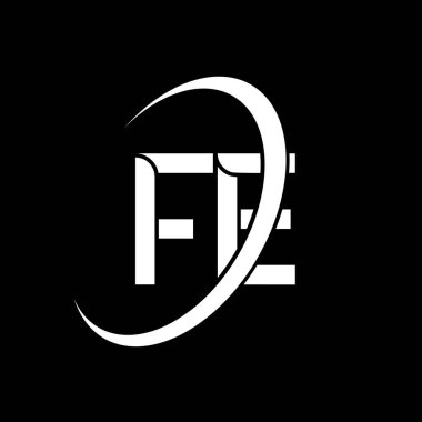 FE logo. F E design. White FE letter. FE/F E letter logo design. Initial letter FE linked circle uppercase monogram logo.	