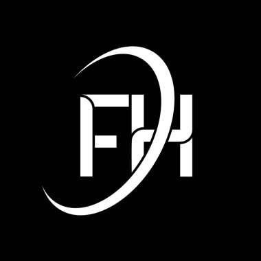 FH logosu. F H tasarımı. Beyaz FH mektubu. FH / F H harfi logo tasarımı. İlk harf FH bağlantılı daire büyük harf monogram logosu.