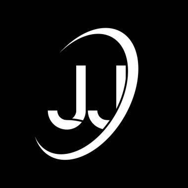 JJ logosu. J J tasarımı. Beyaz JJ mektubu. JJ / J harf logosu tasarımı. İlk harf JJ bağlı daire büyük harf monogram logosu.