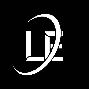 LE logo. L E design. White LE letter. LE/L E letter logo design. Initial letter LE linked circle uppercase monogram logo.	