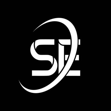 SE logo. S E design. White SE letter. SE/S E letter logo design. Initial letter SE linked circle uppercase monogram logo.	
