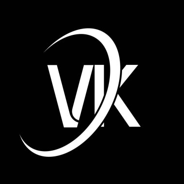 VK logosu. V K tasarımı. Beyaz VK mektubu. VK / V K harf logosu tasarımı. İlk harf VK bağlantılı daire büyük harf monogram logosu.