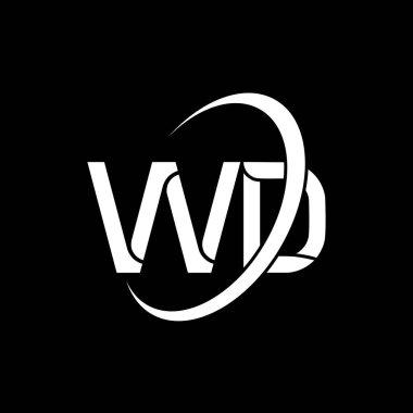 WD logo. W D design. White WD letter. WD/W D letter logo design. Initial letter WD linked circle uppercase monogram logo.	