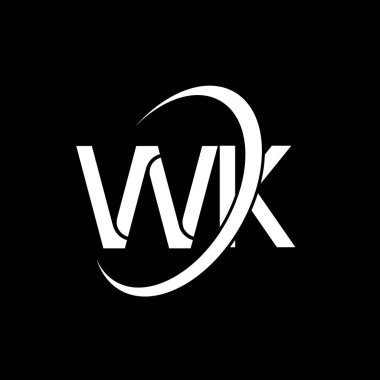 WK logosu. W K tasarımı. Beyaz WK mektubu. WK / W K harf logosu tasarımı. İlk harf WK bağlı daire büyük harf monogram logosu.