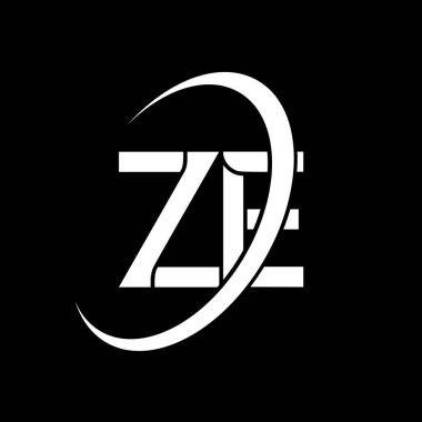 ZE logo. Z E design. White ZE letter. ZE/Z E letter logo design. Initial letter ZE linked circle uppercase monogram logo.	