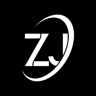 ZJ logosu. Z J tasarımı. Beyaz ZJ harfi. ZJ / Z J harf logosu tasarımı. İlk harf ZJ bağlı daire büyük harf monogram logosu.