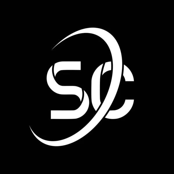 SC logo. S C design. White SC letter. SC/S C letter logo design. Initial letter SC linked circle uppercase monogram logo.	