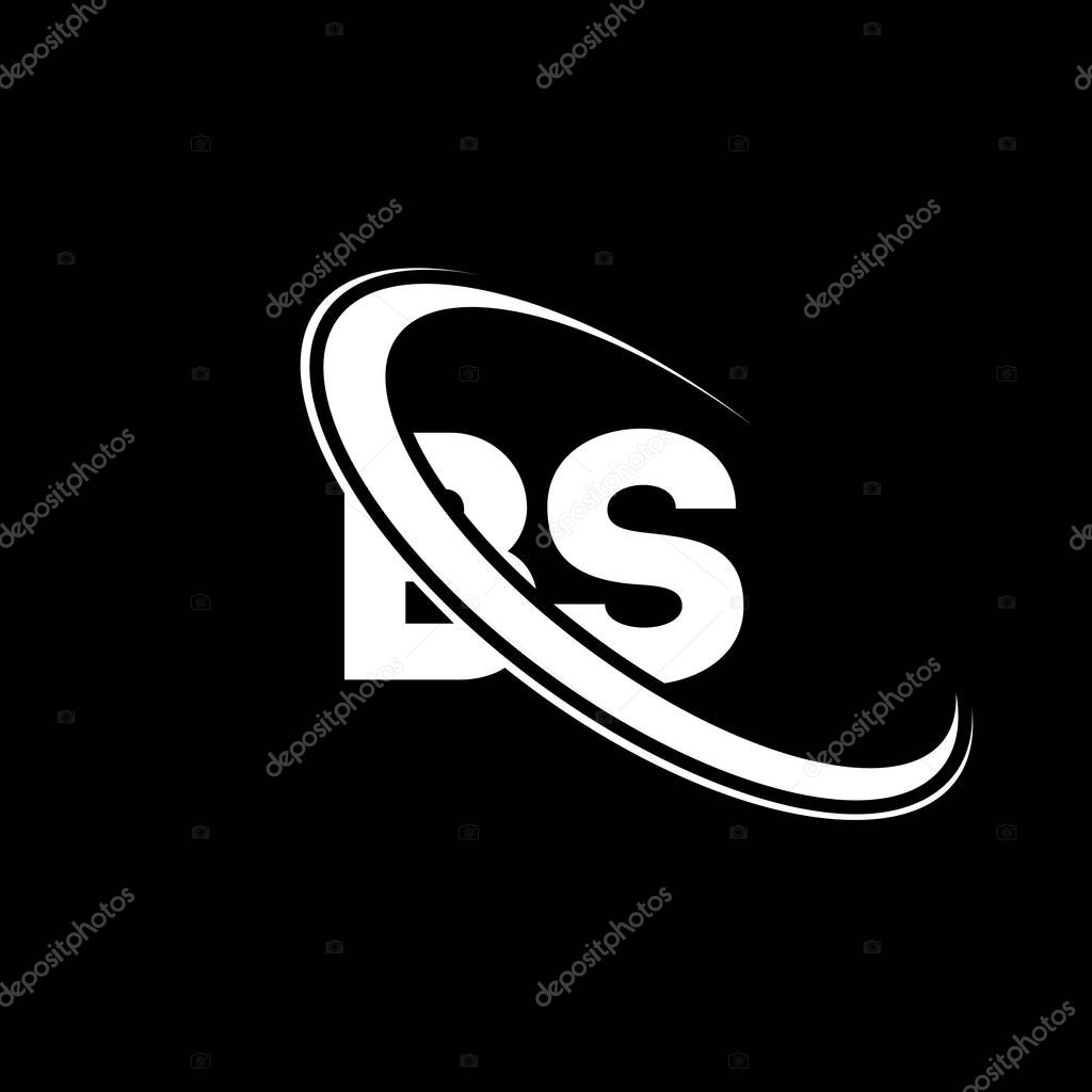BS logo. B S design. White BS letter. BS/B S letter logo design. Initial letter BS linked circle uppercase monogram logo.