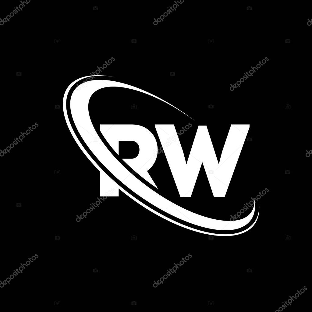 RW logo. R W design. White RW letter. RW/R W letter logo design. Initial letter RW linked circle uppercase monogram logo.