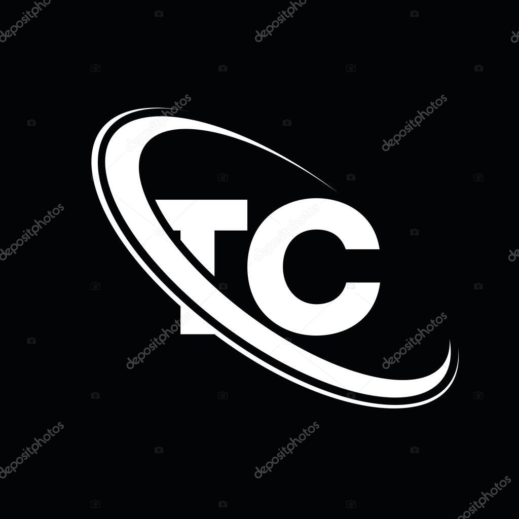 TC logo. T C design. White TC letter. TC/T C letter logo design. Initial letter TC linked circle uppercase monogram logo.