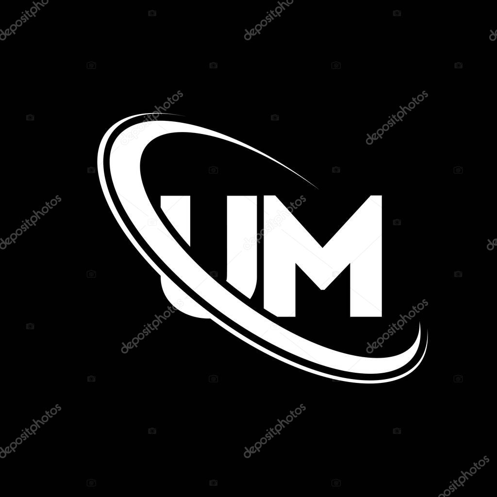 UM logo. U M design. White UM letter. UM/U M letter logo design. Initial letter UM linked circle uppercase monogram logo.