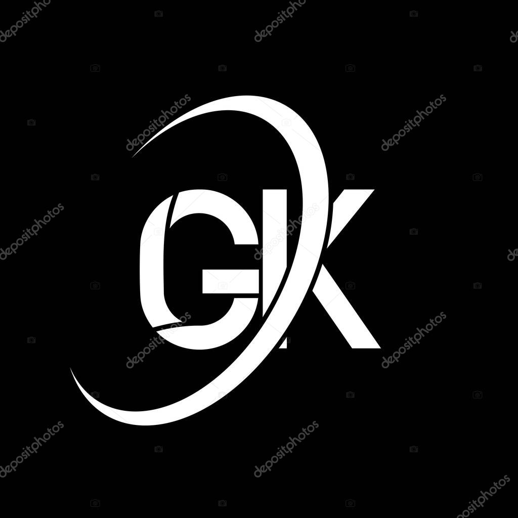 GK logo. G K design. White GK letter. GK/G K letter logo design. Initial letter GK linked circle uppercase monogram logo.