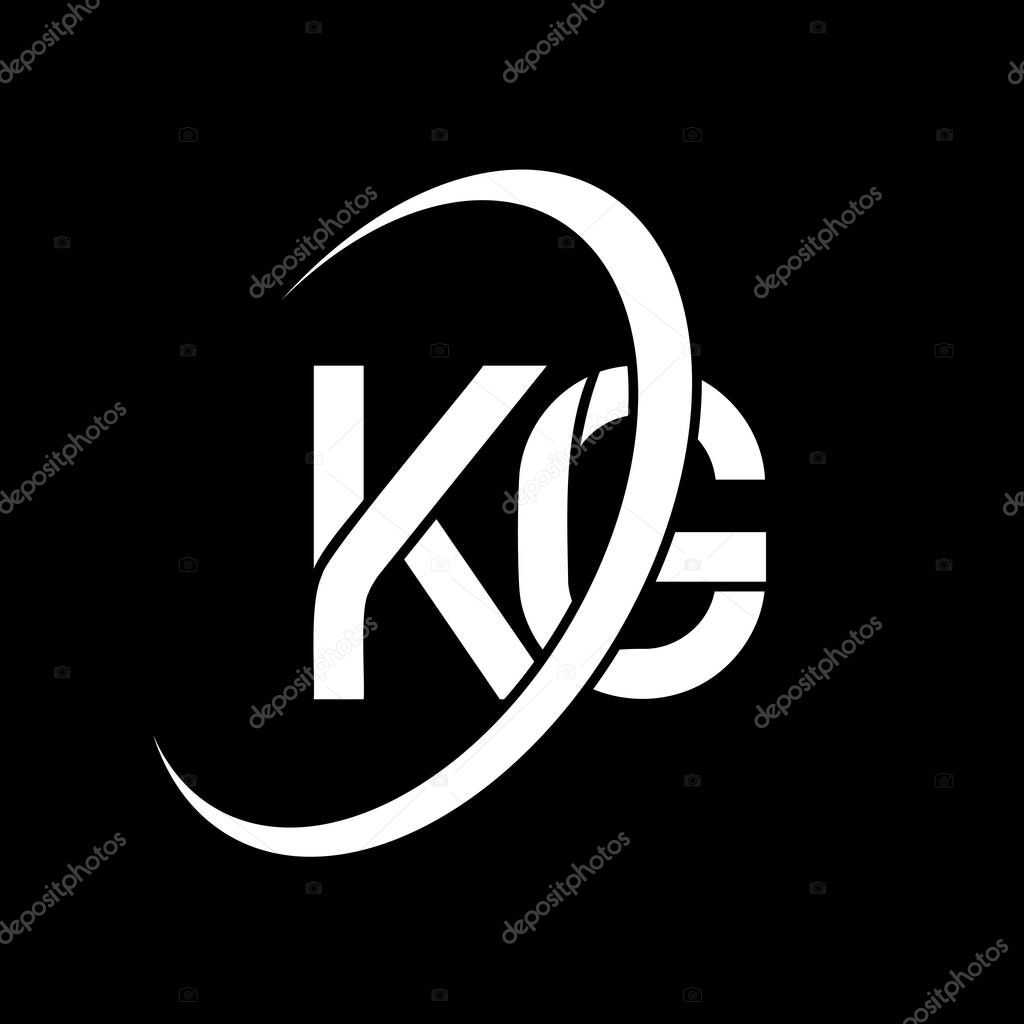 KG logo. K G design. White KG letter. KG/K G letter logo design. Initial letter KG linked circle uppercase monogram logo.