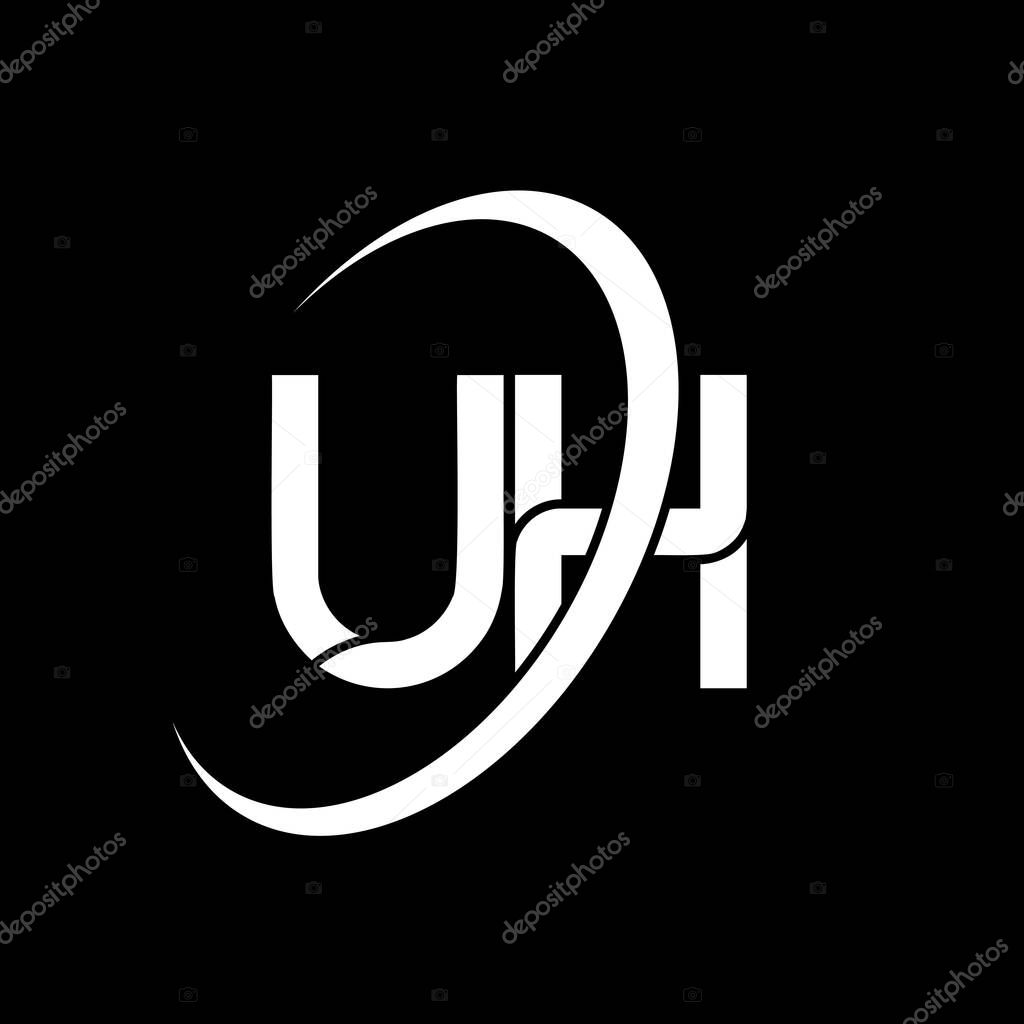 UH logo. U H design. White UH letter. UH/U H letter logo design. Initial letter UH linked circle uppercase monogram logo.