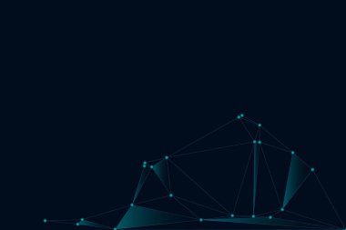 Pankart tasarımı için genel ağ bağlantısı arkaplanı. Noktaları ve çizgileri birleştiren soyut çizgi arkaplanı. Ağ Bağlantısı, çokgen sosyal ağ iletişimi. İnternet teknolojisi.