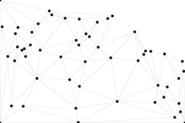 Pankart tasarımı için genel ağ bağlantısı arkaplanı. Noktaları ve çizgileri birleştiren soyut çizgi arkaplanı. Ağ Bağlantısı, çokgen sosyal ağ iletişimi. İnternet teknolojisi.