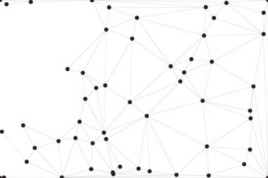 Pankart tasarımı için genel ağ bağlantısı arkaplanı. Noktaları ve çizgileri birleştiren soyut çizgi arkaplanı. Ağ Bağlantısı, çokgen sosyal ağ iletişimi. İnternet teknolojisi.