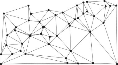 Pankart tasarımı için genel ağ bağlantısı arkaplanı. Noktaları ve çizgileri birleştiren soyut çizgi arkaplanı. Ağ Bağlantısı, çokgen sosyal ağ iletişimi. İnternet teknolojisi.