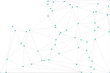 Pankart tasarımı için genel ağ bağlantısı arkaplanı. Noktaları ve çizgileri birleştiren soyut çizgi arkaplanı. Ağ Bağlantısı, çokgen sosyal ağ iletişimi. İnternet teknolojisi.