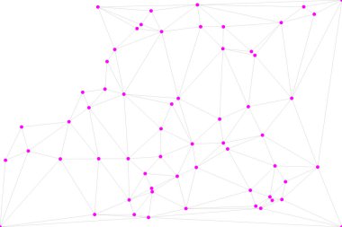 Pankart tasarımı için genel ağ bağlantısı arkaplanı. Noktaları ve çizgileri birleştiren soyut çizgi arkaplanı. Ağ Bağlantısı, çokgen sosyal ağ iletişimi. İnternet teknolojisi.