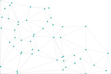 Pankart tasarımı için genel ağ bağlantısı arkaplanı. Noktaları ve çizgileri birleştiren soyut çizgi arkaplanı. Ağ Bağlantısı, çokgen sosyal ağ iletişimi. İnternet teknolojisi.