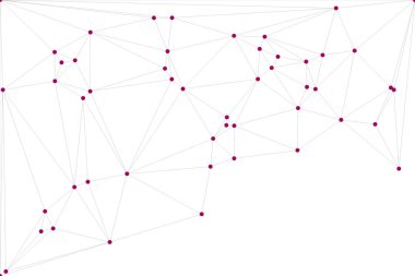 Pankart tasarımı için genel ağ bağlantısı arkaplanı. Noktaları ve çizgileri birleştiren soyut çizgi arkaplanı. Ağ Bağlantısı, çokgen sosyal ağ iletişimi. İnternet teknolojisi.