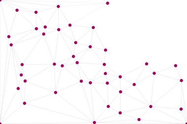 Pankart tasarımı için genel ağ bağlantısı arkaplanı. Noktaları ve çizgileri birleştiren soyut çizgi arkaplanı. Ağ Bağlantısı, çokgen sosyal ağ iletişimi. İnternet teknolojisi.