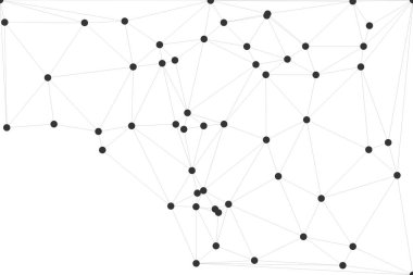 Pankart tasarımı için genel ağ bağlantısı arkaplanı. Noktaları ve çizgileri birleştiren soyut çizgi arkaplanı. Ağ Bağlantısı, çokgen sosyal ağ iletişimi. İnternet teknolojisi.