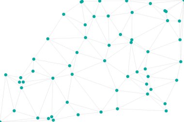 Pankart tasarımı için genel ağ bağlantısı arkaplanı. Noktaları ve çizgileri birleştiren soyut çizgi arkaplanı. Ağ Bağlantısı, çokgen sosyal ağ iletişimi. İnternet teknolojisi.