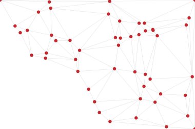 Pankart tasarımı için genel ağ bağlantısı arkaplanı. Noktaları ve çizgileri birleştiren soyut çizgi arkaplanı. Ağ Bağlantısı, çokgen sosyal ağ iletişimi. İnternet teknolojisi.