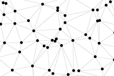 Pankart tasarımı için genel ağ bağlantısı arkaplanı. Noktaları ve çizgileri birleştiren soyut çizgi arkaplanı. Ağ Bağlantısı, çokgen sosyal ağ iletişimi. İnternet teknolojisi.