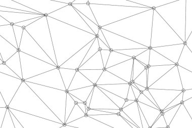 Pankart tasarımı için genel ağ bağlantısı arkaplanı. Noktaları ve çizgileri birleştiren soyut çizgi arkaplanı. Ağ Bağlantısı, çokgen sosyal ağ iletişimi. İnternet teknolojisi.