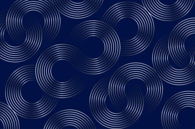 Soyut Mavi Dairesel Çizgiler Arkaplan Vektörü, Modern Geometrik Dalga Deseni Tasarımı