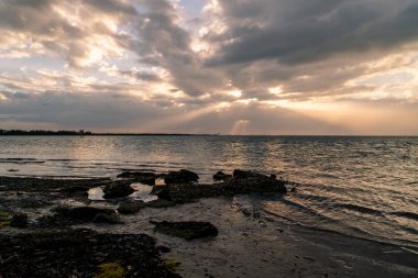 Emerson Point Konservesi ve Tampa Körfezi üzerinde güzel bir gün batımı..