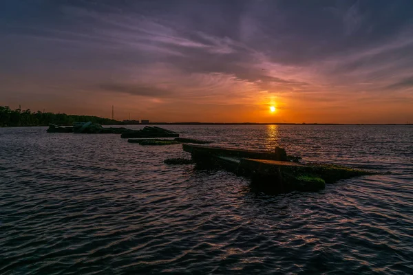 Gyönyörű Naplemente Tampa Öböl Felett Nyugat Közép Floridában — Stock Fotó