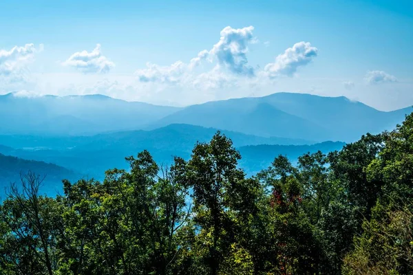 Autumn Morning Drive Blue Ridge Parkway North Carolina — 图库照片