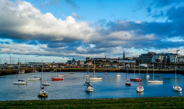 Haven Dublin Ierland Als Zon Ondergaat Een Einde Aan Dag — Stockfoto