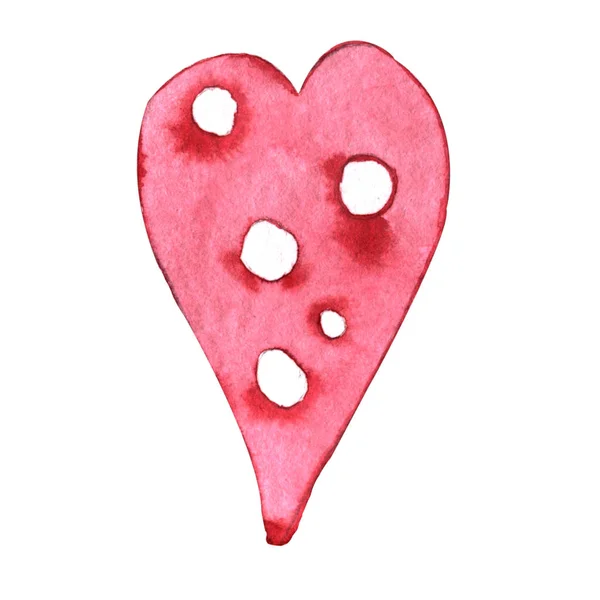 Watercolor Illustration Hand Drawing One Pink Speckled Heart White Background — ストック写真