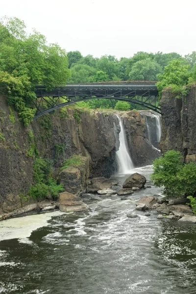 Paterson Usa Vertical View Great Falls Passaic River Prominent Waterfall — Stock Photo, Image
