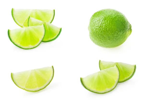 Collection Limes Isolées Sur Fond Blanc — Photo