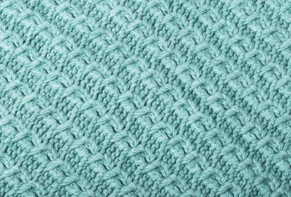 Mint Knitted Fabric Texture Closeup Can Used Background Selective Focus — Stock Photo, Image