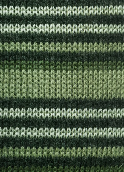 Green Striped Natural Wool Texture Background Selective Focus — Stock Photo, Image