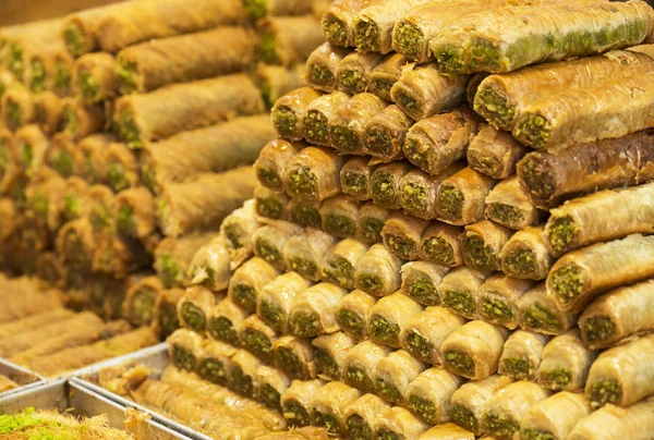 Bunch Oriental Sweets Market Selective Focus — Stock Photo, Image