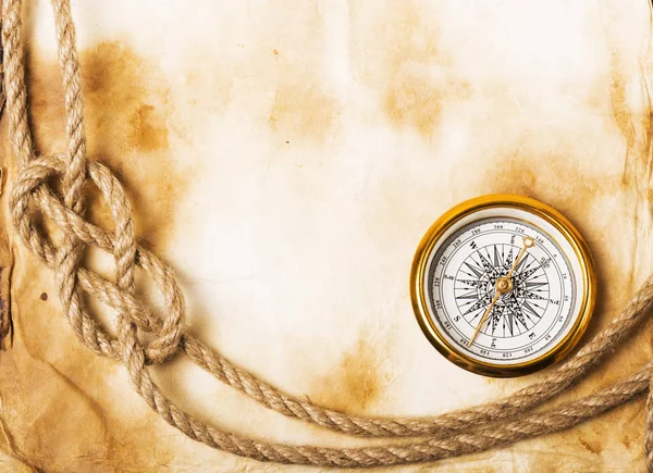 Old Compass Rope Grunge Background — Stock Photo, Image