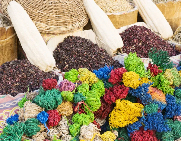 Condiment Ingredient Concept Dry Herb Hibiscus Tea Baskets Arabic Herbs — Stock Photo, Image