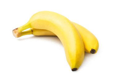 Beyaz arkaplanda izole edilmiş olgun muz