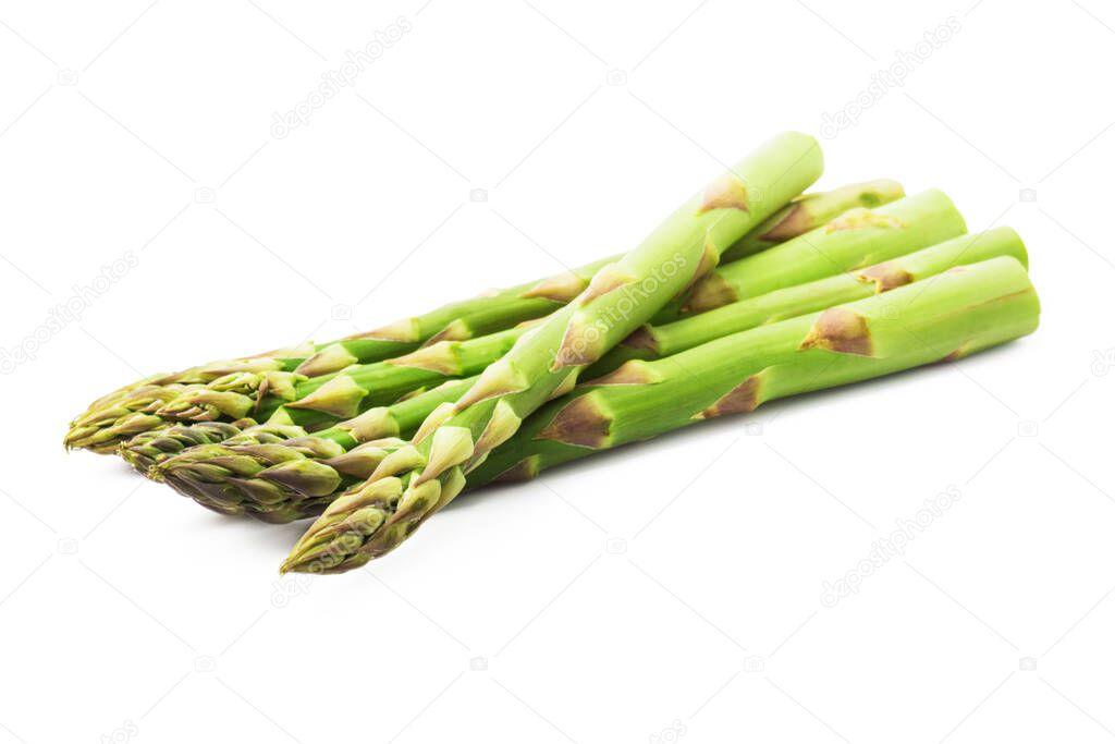 fresh green asparagus on a white background