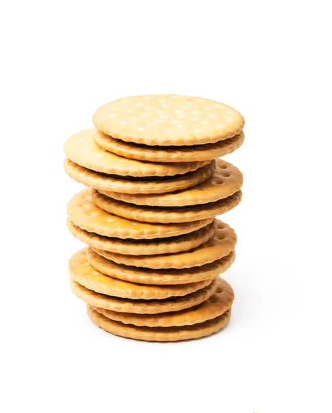 Biscoitos Sanduíche Preenchidos Com Chocolate Isolados Sobre Fundo Branco — Fotografia de Stock