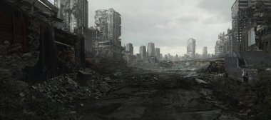 A city in ruins from years of conflict and neglect. clipart