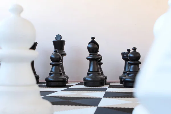 Große Schachfiguren Schachspiel Antikes Spiel Kopierraum — Stockfoto